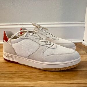 Like New Clae Men's Size 10.5 Cream and Red Sneakers